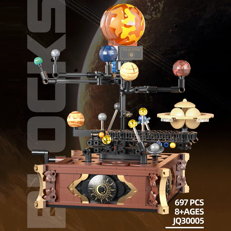697PCS Solar System Eight Planets Model Idea Rotating Sun Earth Building Blocks Science Education Creative Toys Gift