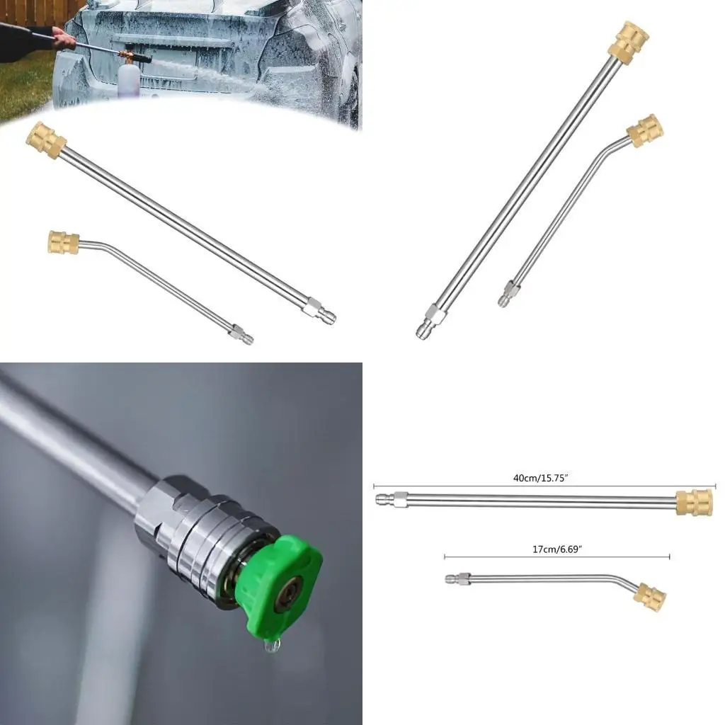 

652F Pressure Washer Extension Wand Stainless Steel with 1/4inch Quick Connects Power Washer Tool Accessories 2Pack