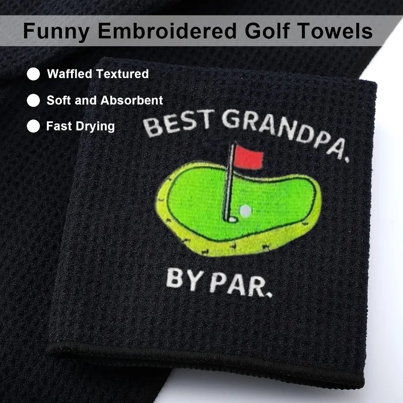 منشفة جولف مطرزة ممتازة - نسج وافل من الألياف الدقيقة للغاية، سريع الجفاف وإزالة الأوساخ، هدية مثالية للاعبي الجولف #2