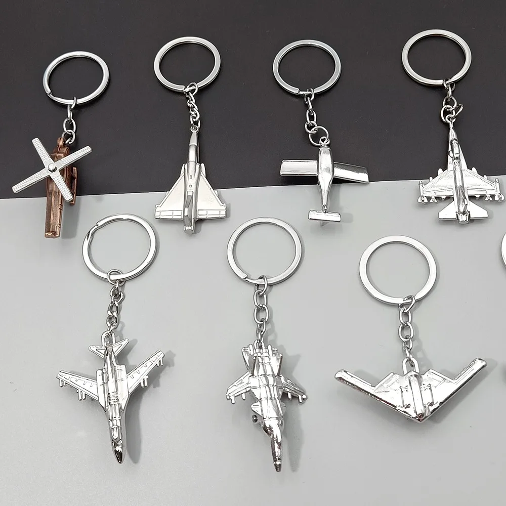 Air Plane Model Fighter Keychains Metal Cool Airplane Keyring Pendant Car Motorcycle Bag Key Chain Ring for Men Creative Gift - view 3