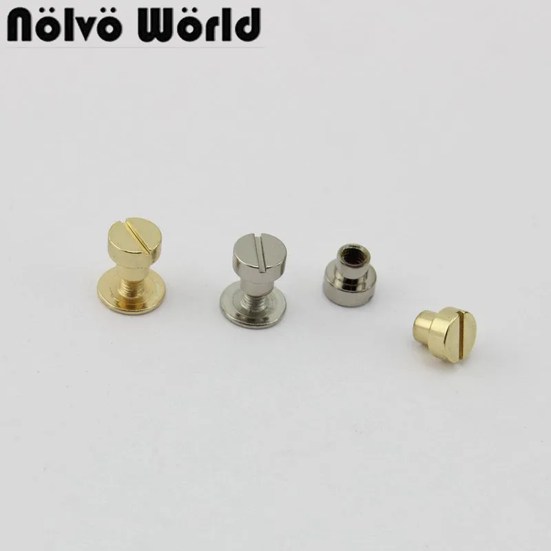 10-50pcs 6mm Gold/Silver Copper material round head screw rivet,beautiful decorative purse handbag strap stud rivet