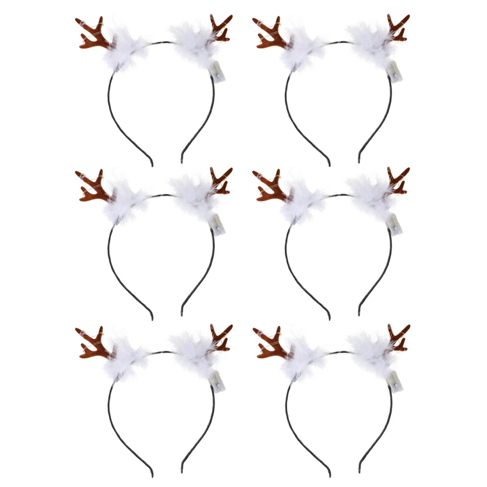 

6 Pcs Luminous Antler Headband Christmas Hat Hair Clips Headbands Creative Decor Hairband Antlers Baby