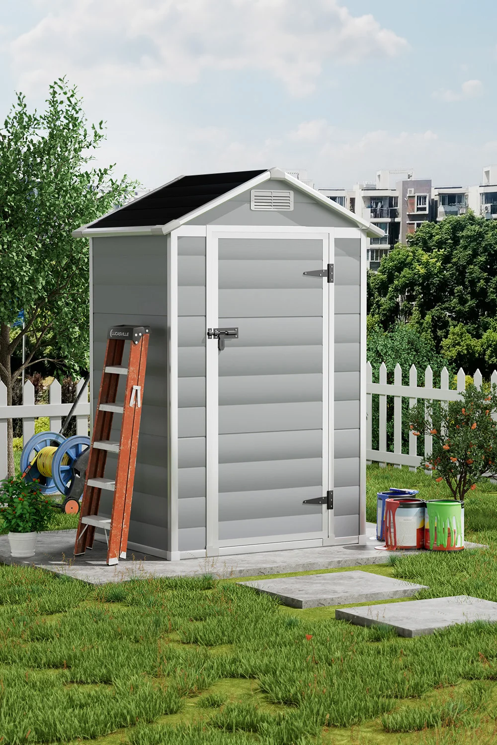 سقيفة تخزين خارجية من breeinsin ، سقيفة راتنج بلاستيكية مع أرضية ، باب قابل للقفل لحديقة الفناء الخلفي ، درع أدوات الحديقة #3