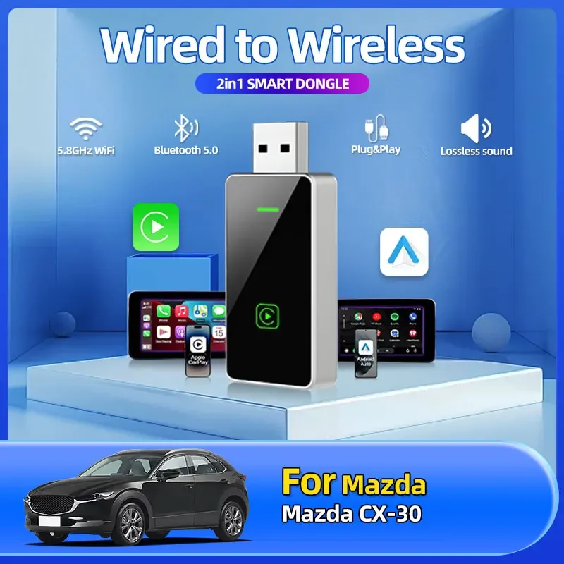 

Wireless CarPlay Android Auto Wireless Adapter Smart Mini Box Plug And Play WiFi Fast Connect Car Accessories For Mazda CX-30