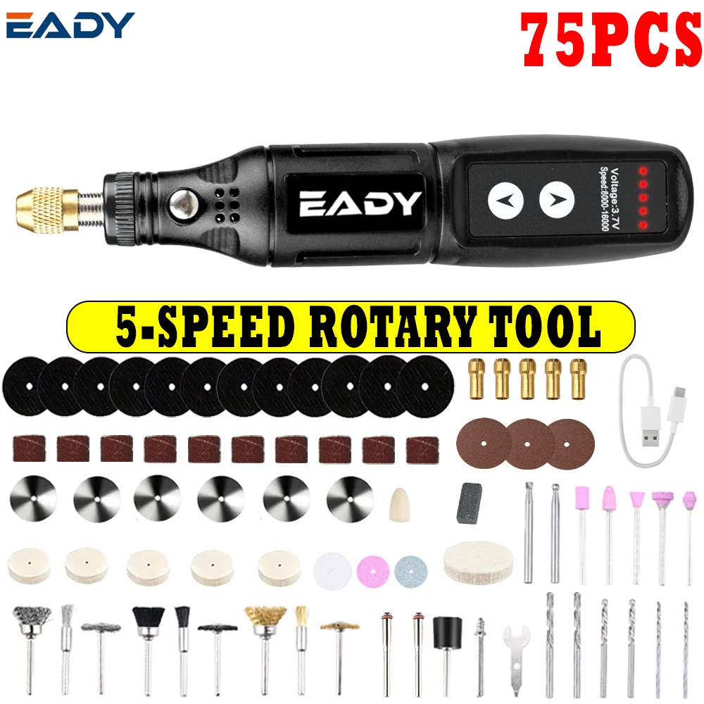 Cordless Rotary Tool, Electric Mini Grinder Pen, Mini Drill, USB Charging, Sanding, Polishing, Drilling Attachments, for DIY