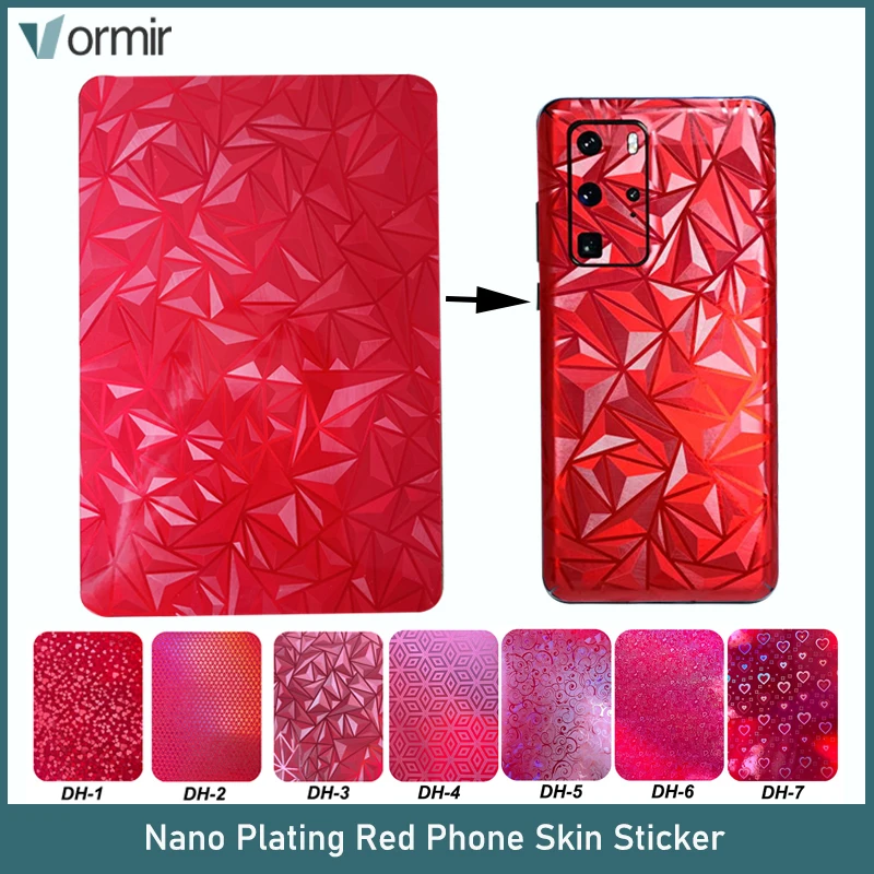 Vormir Nano Plating Red Phone Skin Stickers for Cellphones Back Housing Cover Protectors Decorative Film for Cutter Machine X8