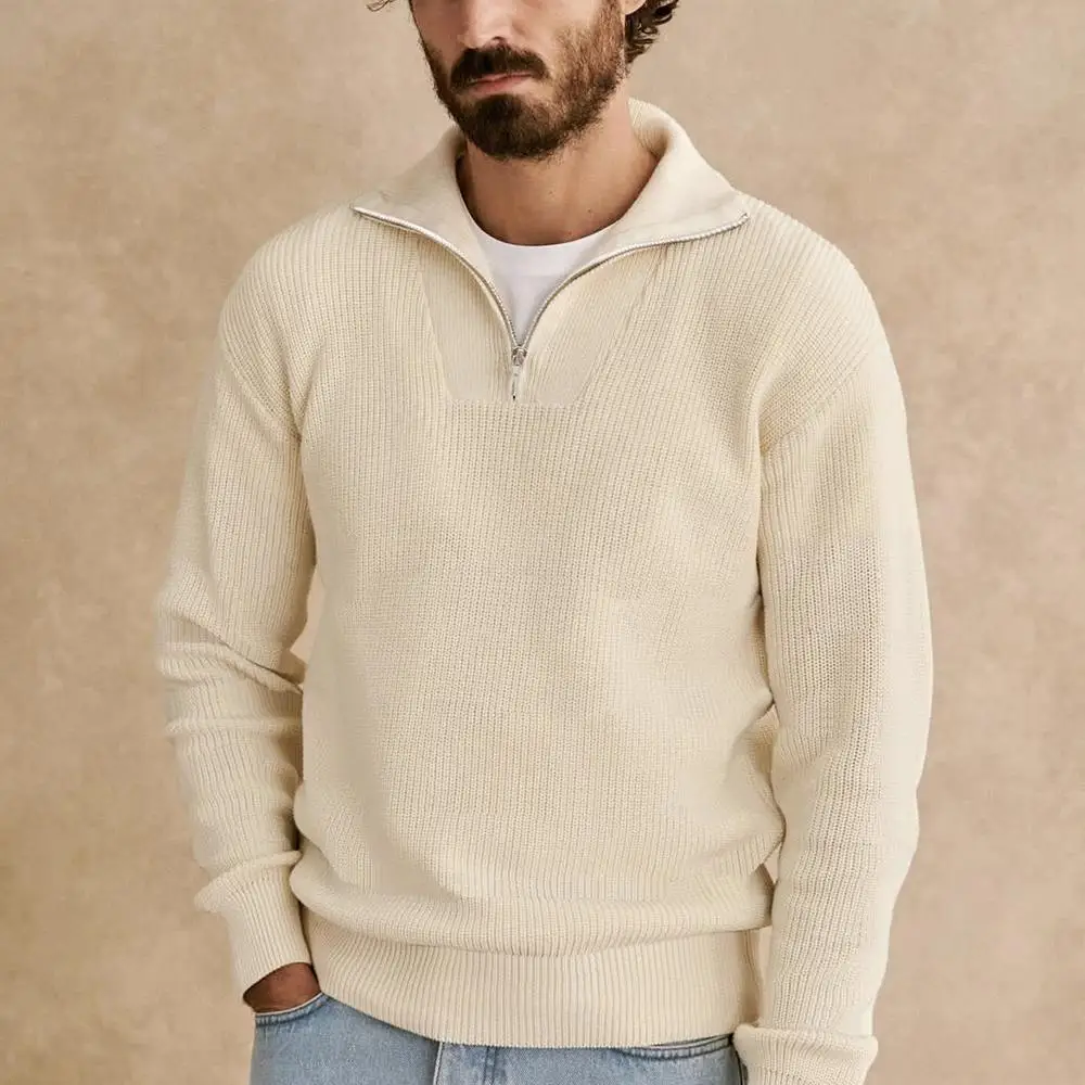 

High Ne 5W Camere Silk Sweater 6 Needle Horizontal hine Crt Autumn Winter Men f Zip Woolen Knitwear