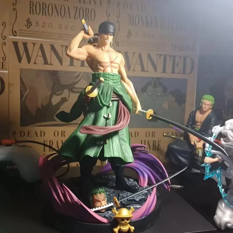 One Piece Roronoa  Zoro Luffy Anime  Figure Three-Knife Manga Anime Statue Pvc Action Figure Collection Model Trend Toys Gift