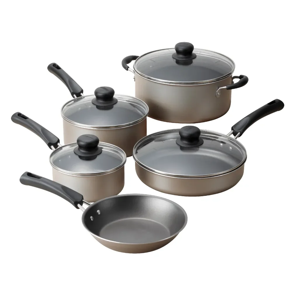 

9-Piece Non-Stick Cookware Set, Stainless Steel Cookware Set, Kitchenware, Good Quality, Cheap Price，Simple and Modern, Healthy