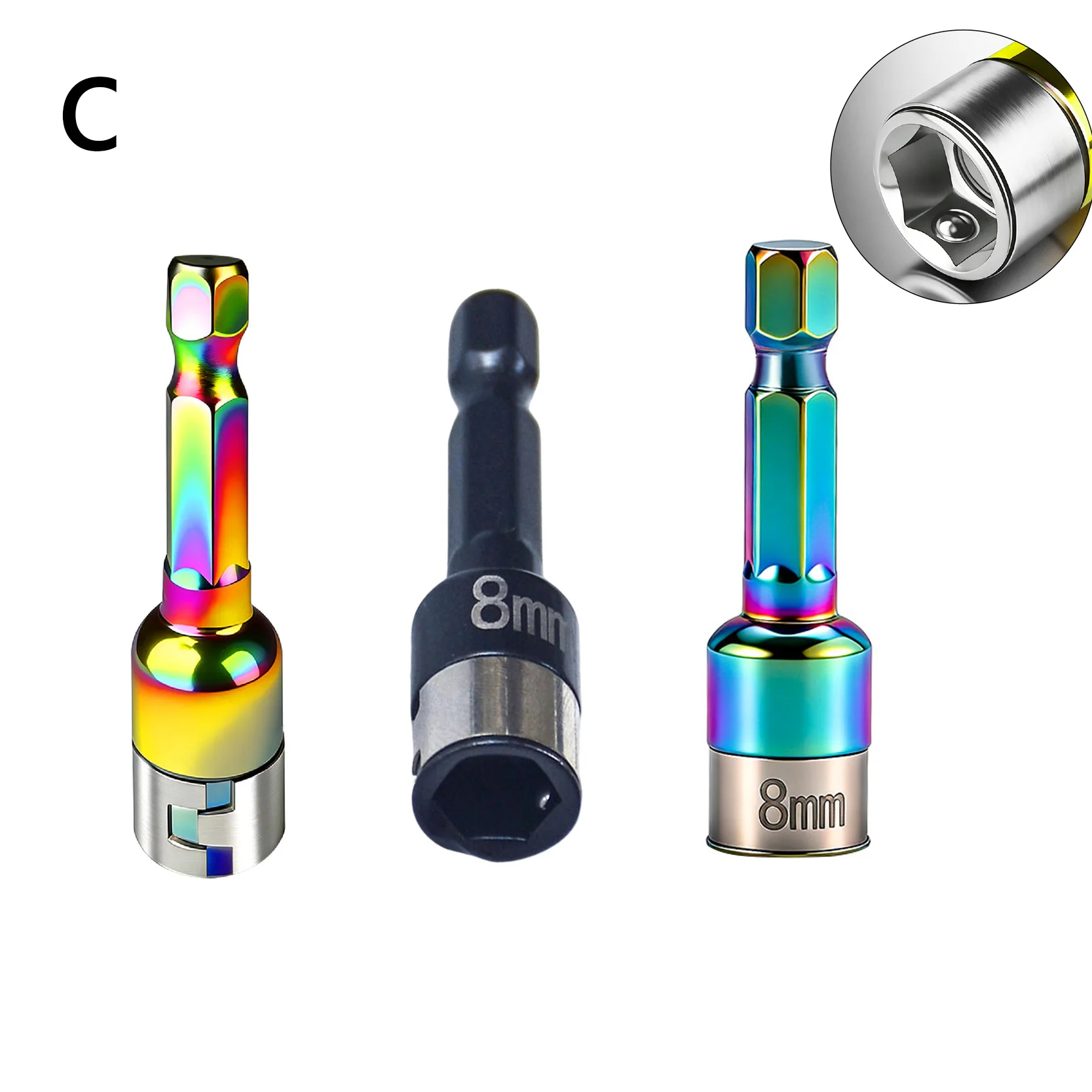 2/3pcs 8mm Hex Socket Nut Driver Set Socket Adapter Hex Steel Ball Socket  High Torque Non Magnetic Quick Release Socket Adapter