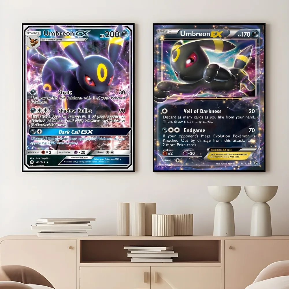 Japanese Anime Rare Umbreon Cartoon Card Poster Sticky Wall Art Printing Waterproof Home Living Bed Room Bar Aesthetic Decor