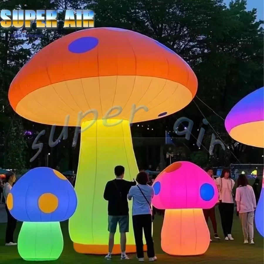 Kolorowe oświetlenie, balon w kształcie grzyba, ogromny dmuchany grzyb do dekoracji sceny i imprez.