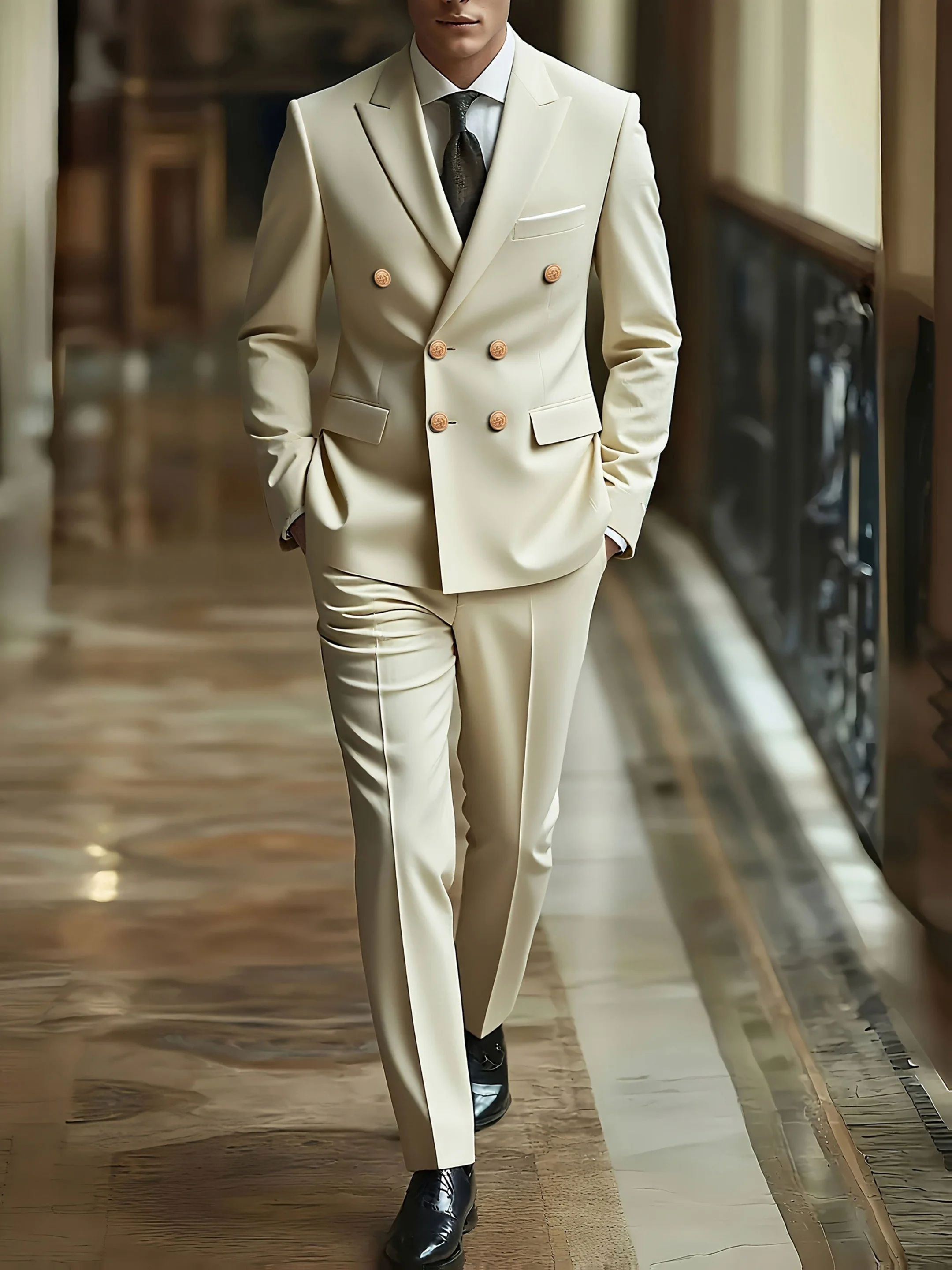 

Мужской костюм из 2-х предметов, пиджак + брюки, модный и высококачественный, подходит для свадеб, вечеринок или официальных мероприятий.