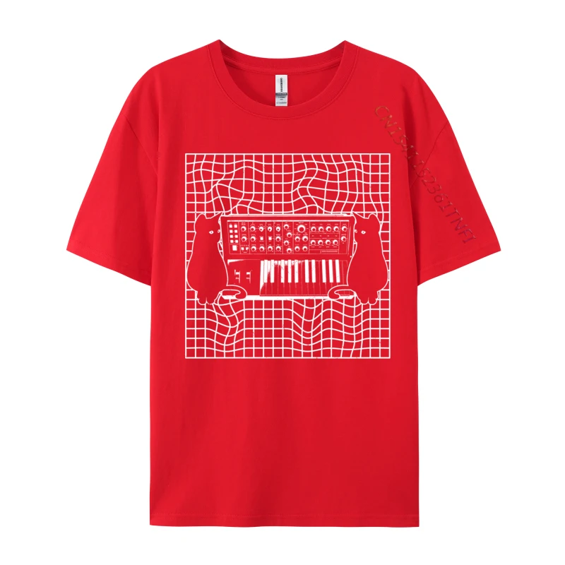 Modular Synthesizer Cat Music Producer Synth Family 2024 Men Tshirts Pure Cotton Tops Shirt Cool Tee Shirt Wholesale