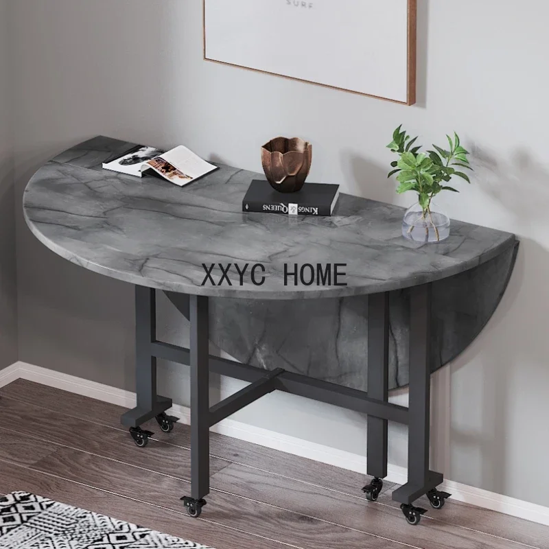 Simple Round Dressing Table Folding Livingroom Slate Multifunction Dining Table Nordic Design Mesa Comedor Home Furniture