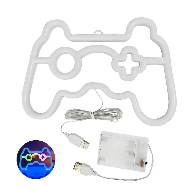Usb-powered LED Neon Game Controller Wall Trim light - vibrant multi-color ambiance light for bedroom, bar or game room, modern