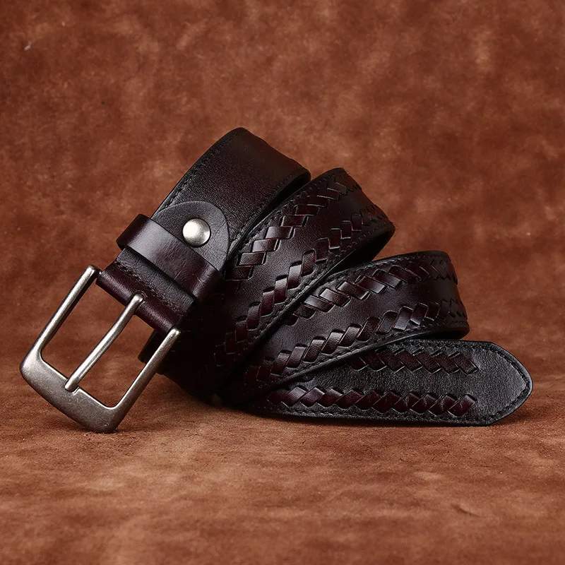 2025年新作-本革ピンバックル-ハンドメイド織り-ヴィンテージ-ユニーク-トレンド-ワークウェアベルト