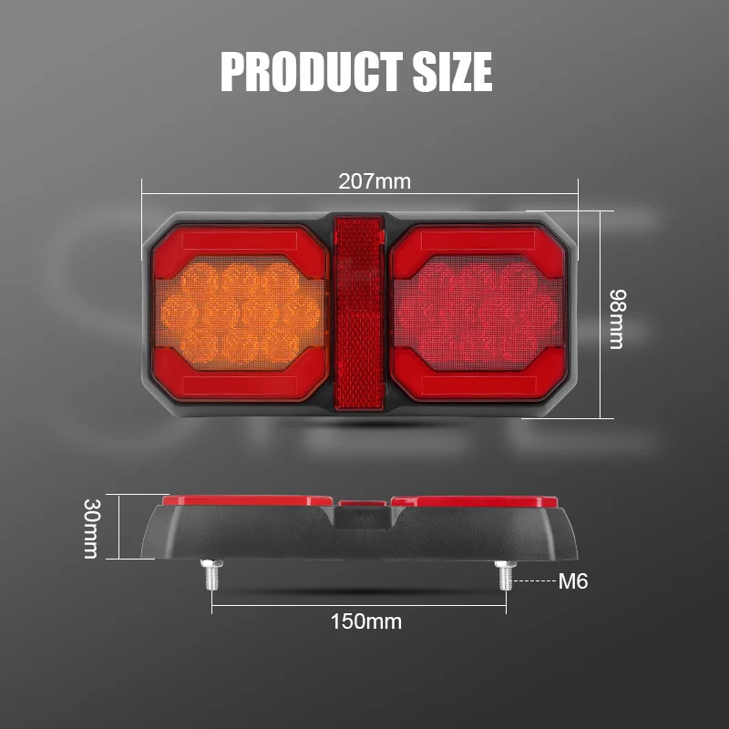 Yellow Truck Tail Light Kits LED Rear Bumper Clearance Lamp Red Brake Taillight Waterproof for Cargo Trailer Van RV Turn Signal