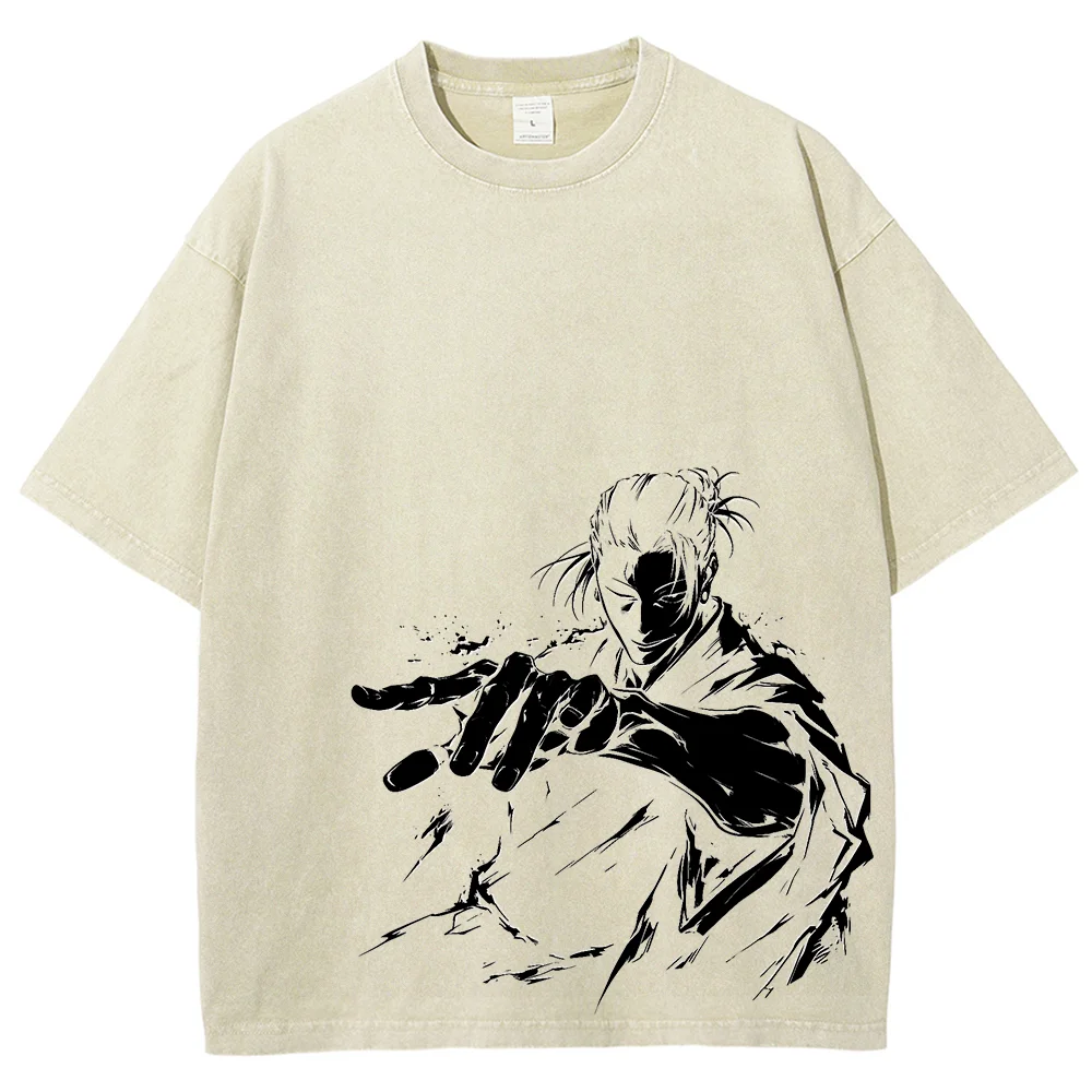 Anime Jujutsu Kaisen Oversized Y2K Washed shirt, Suguru Geto Unisex Tshirt, Streetwear Vintage Washed Short Tshirt For Men Women