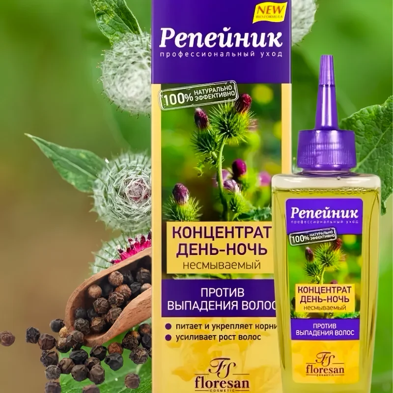 

Русская сыворотка для кожи головы FLORESAN с корнем лопуха, 100 мл - Концентрат против выпадения и повреждений волос