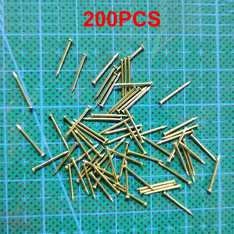200PCS Length 13mm Brass Nail Head Diameter 1.3mm Miniature Nails DIY Assembly Accessories for Sailboat Model Hull Decoration