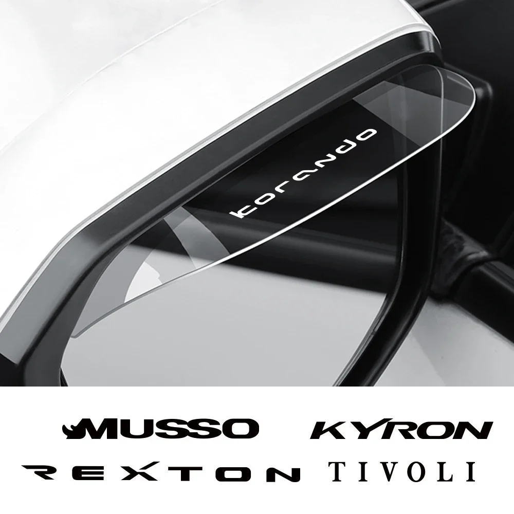 2 uds espejo retrovisor de coche cubierta protectora de cejas a prueba de lluvia accesorios de coche para Ssangyong Korando Kyron Musso Rexton Tivoli Actyon
