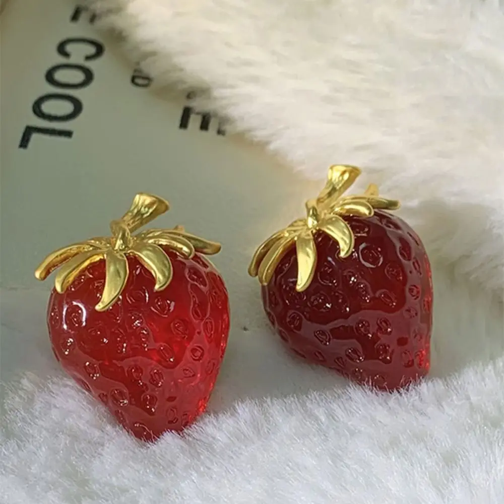 Lady Party Solid Color Strawberry Stud Earrings Fresh Fruit Earrings Korean Style Earrings Women Jewelry Accessories