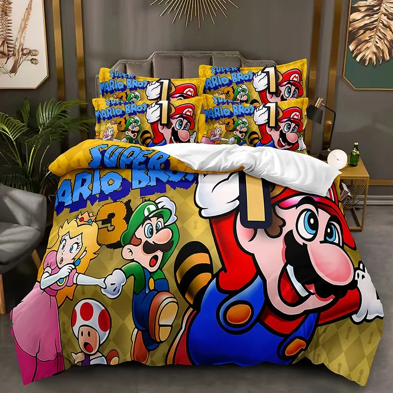 

Популярная серия Marios, креативный мультяшный набор из трех предметов Amazon, пуховое пододеяльник, шлифовальный набор, принадлежности для украшения цифровой печати