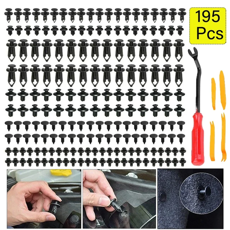 190pcs/195pcs Car Universal Plastic Fasteners Trim Panel Clips Bumper Rivet Replacement Thumbtack Auto Repair Tools Accessories