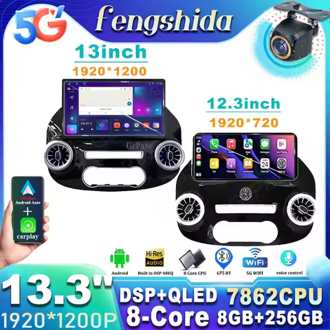 13.3 inch For Mercedes Vito W447 2014 - 2022 8-Core Android Car Auto Radio Carplay Wireless Android Auto Multimedia 1920*1200px
