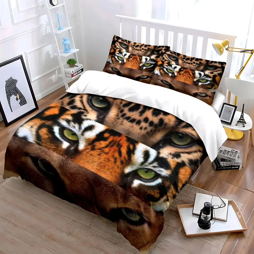 Wild Animal Eyes Art Print Soft Comfortable Duvet Cover Bedding Set Included 1*Duvet Cover & 2*Pillowcases, gift