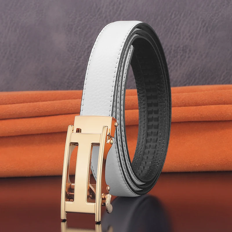 High quality letter Automatic Buckle belts women luxury famous brand genuine leather 2.4cm Waistband lady casual ceinture homme