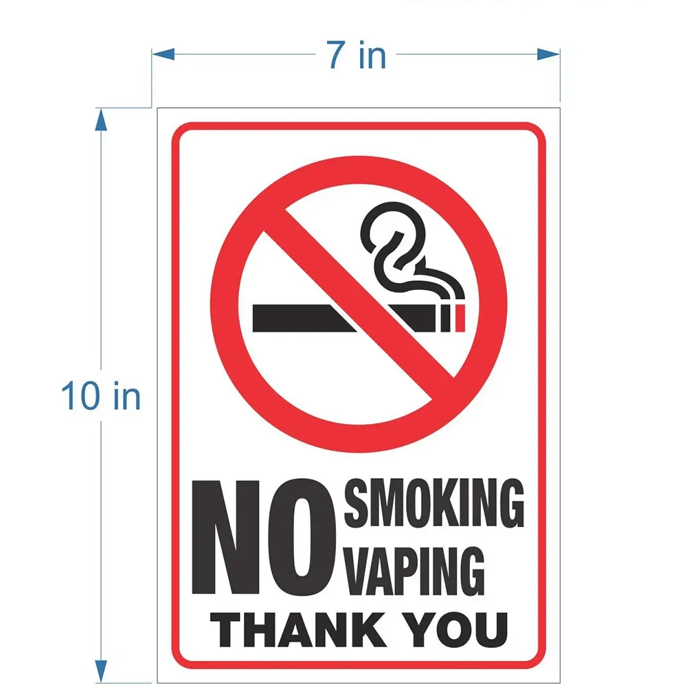 Etiqueta de aviso de sinal de vape sem fumar de 10 * 7 polegadas à prova d'água adesivo sem fumar