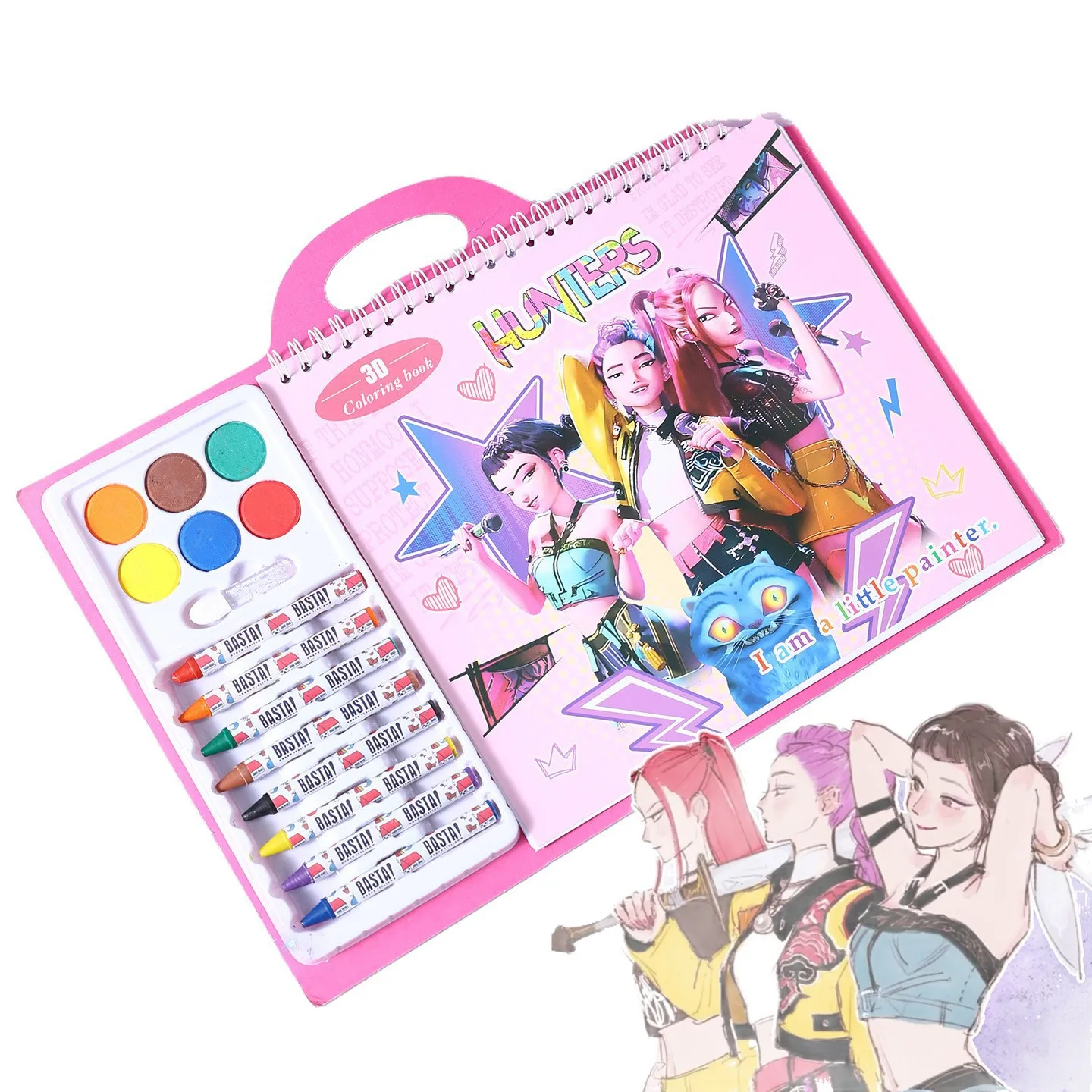 K-pop شيطان الصيادين تلوين كتاب تتبع اللوحة الكرتون أنيمي خط رسم الأطفال رسم تلوين كتاب صور هدية عيد الميلاد #6