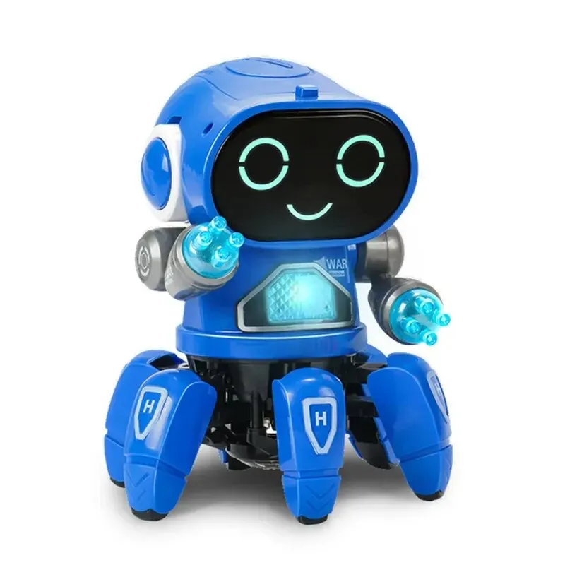 Robot phtalique musical à 6 griffes avec lumière LED, jouet coule pour enfants, dos mignon, batterie non incluse