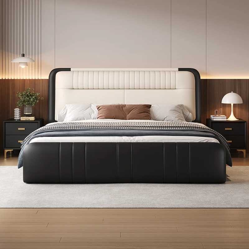 

Upholstered Design Bed Holder Organizer Headboard Master Queen Wood Bed Luxury Bedroom Meuble De Chambre Furnitures