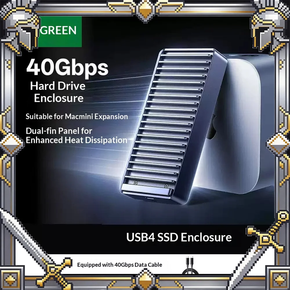 UGREEN D700 Docking Station Adapter USB4 M.2 NVMe SSD Enclosure 40Gbps Dual Fin Cooling Thunderbolt 3/4 55316