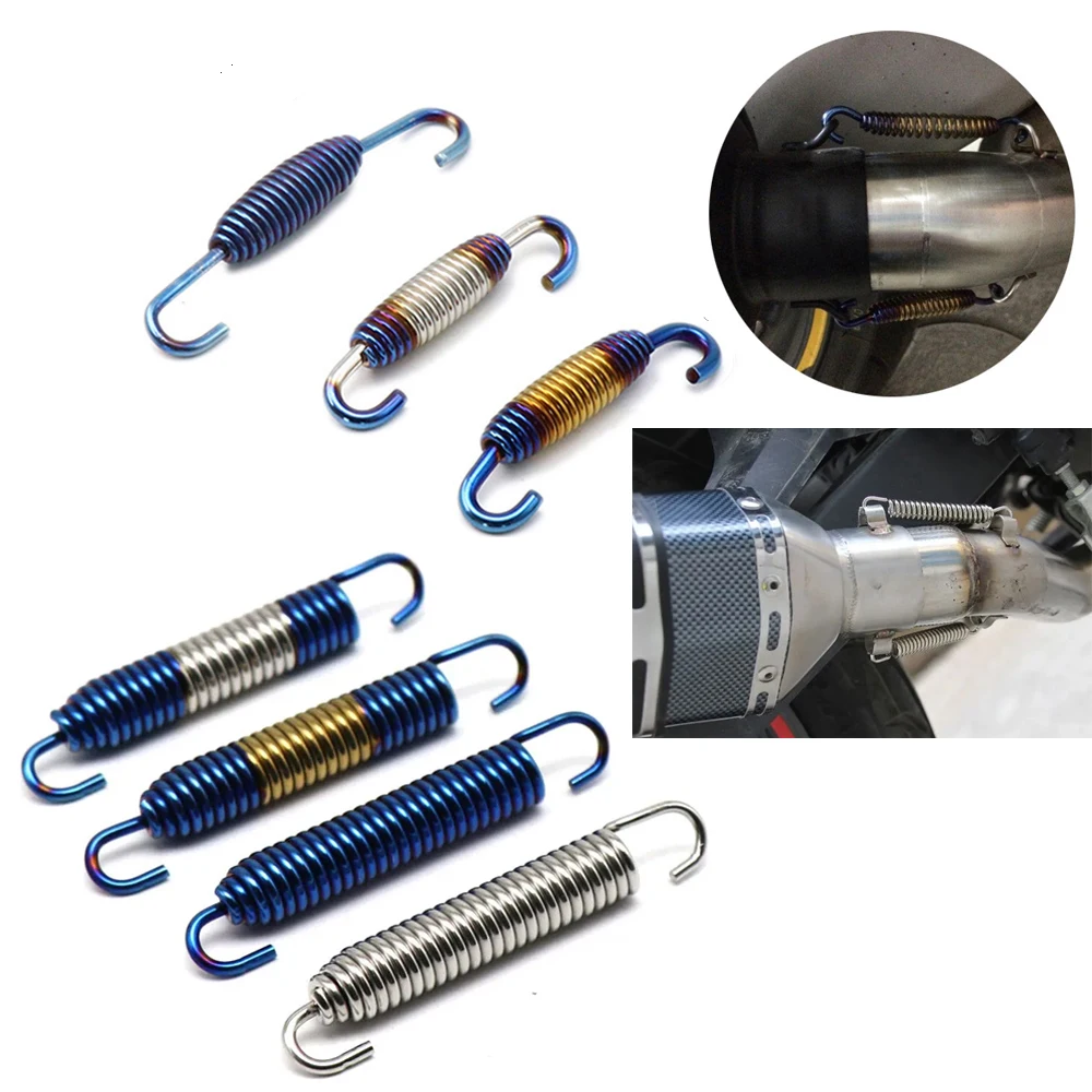 2pcs 60mm/75mm Motorcycle Exhaust Spring Hooks Stainless Steel Exhaust Front Middle Link Pipe Rotatable Muffler Silence Springs