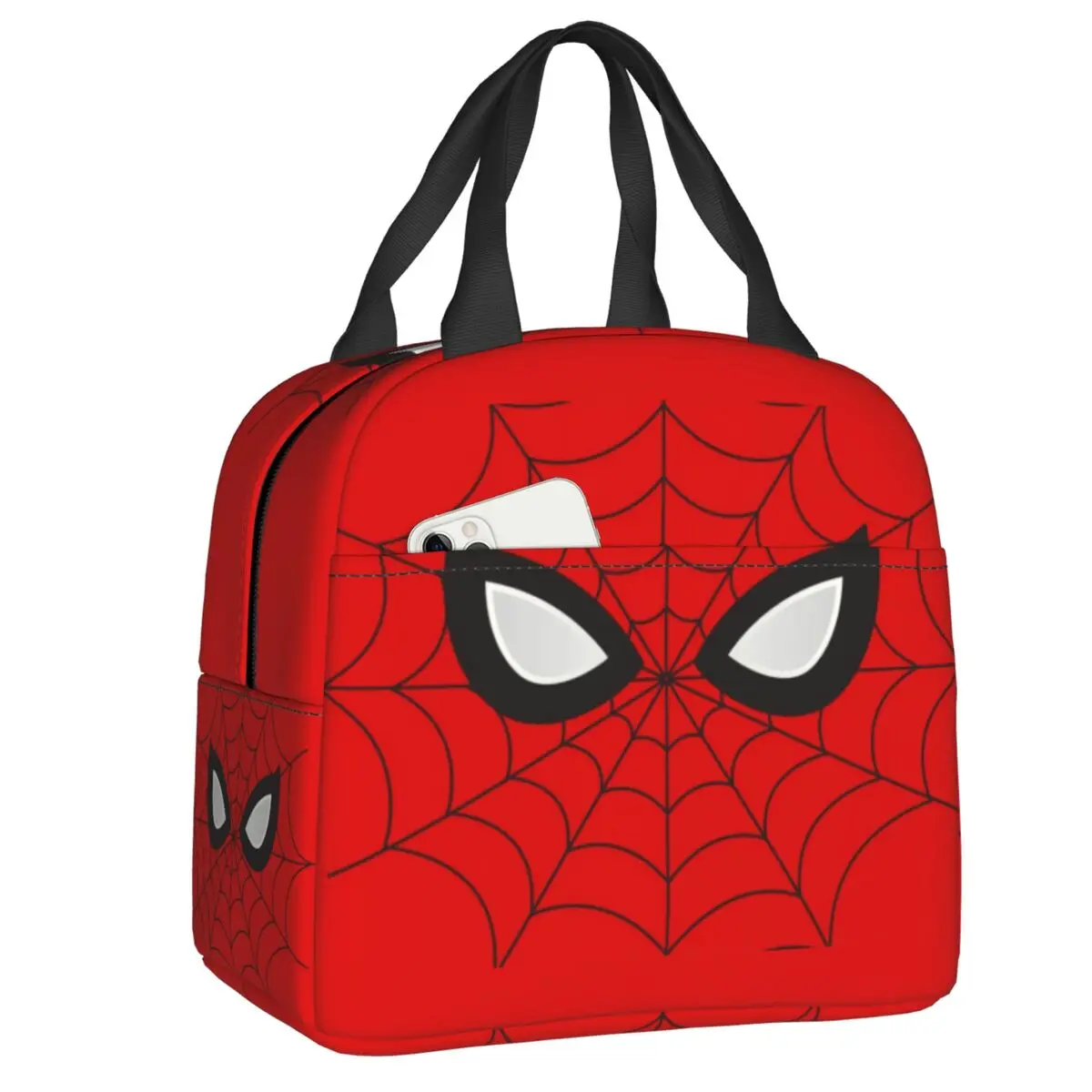 Custom Classic Red Spider Web Lunch Bag Men Women Cooler Thermal Insulated Lunch Boxes for Kids School Children