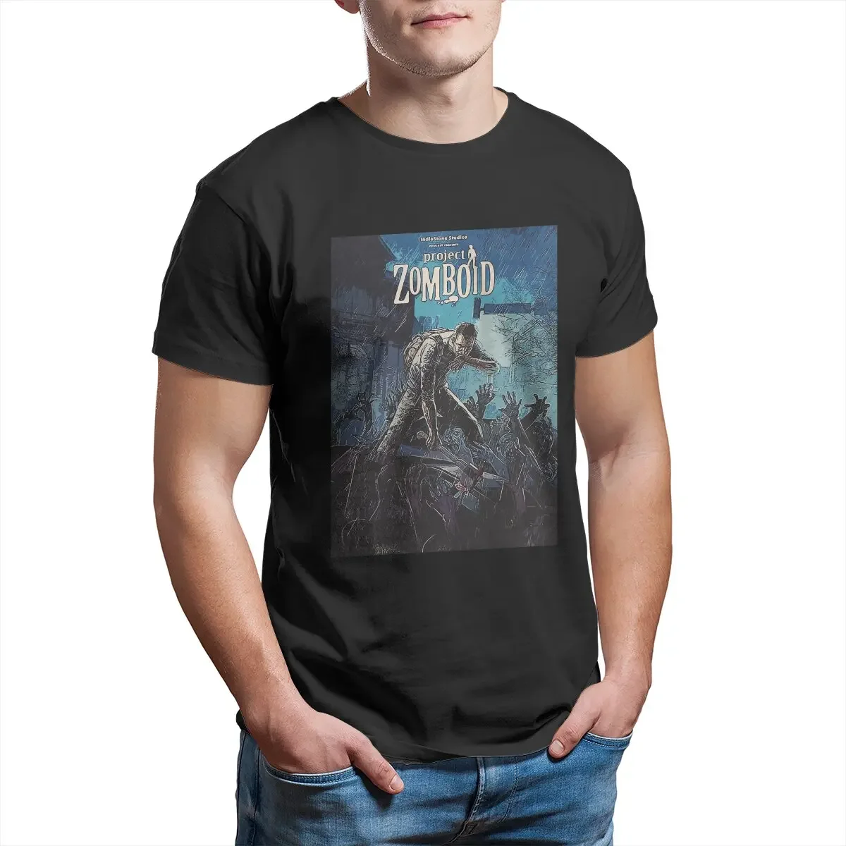 Men's T-Shirts Poster Unique Cotton Tees Short Sleeve Project Zomboid Game T Shirt Round Neck Tops Printed