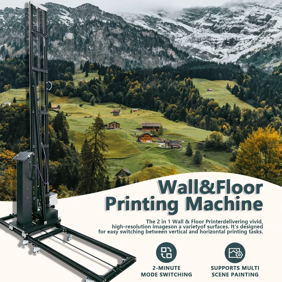 

Portable 3.5M 2-in-1 Wall Floor Printer Machine with UV Ink for 3D Direct Printing on Ground Tile Glass Metal Canvas Wood