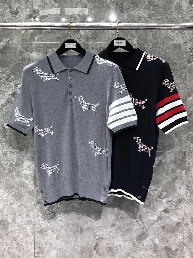 

ort Sve irt Pure Cotton Summer T-irt Men's Casual f Sve Body irt Dog Embroidery Collar Paul irt
