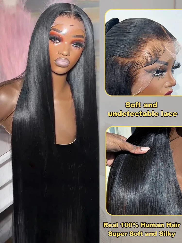 30 40 Inch Bone Straight 13x6 HD Human Hair Lace Frontal Wigs High Density 13x4 Lace Front Wig 5x5 Lace Closure Glueless Wigs