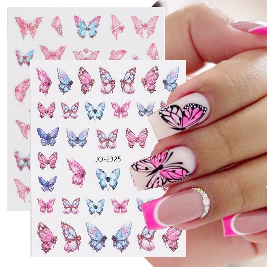 

New Blue Butterfly Nail Stickers Laser Series Love Nails Accessories DlY letters Nail Decorations Irregular Lines Nail Supplies