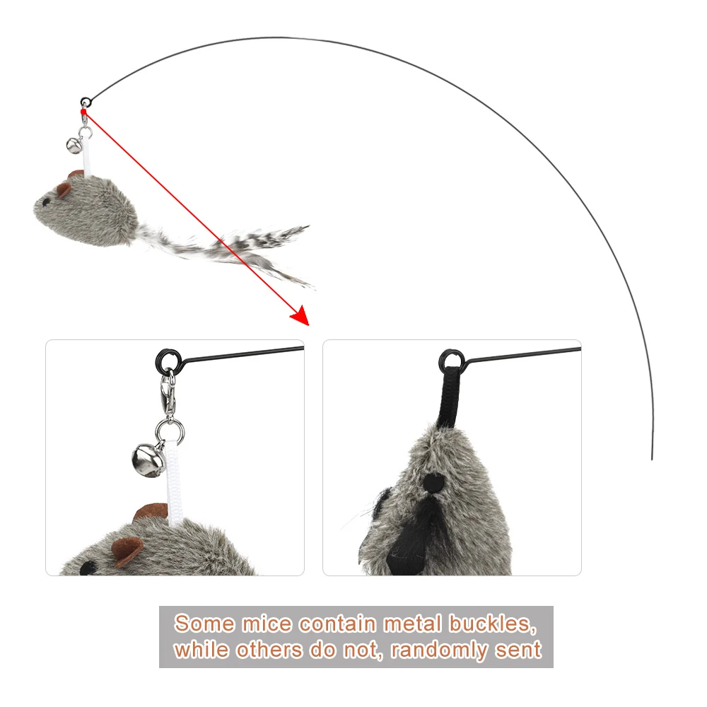 Accessories Mouse Replacement Head for Funny Cat Stick Toy Bell Cats Rod Teaser Kitten Feather Pet Toy