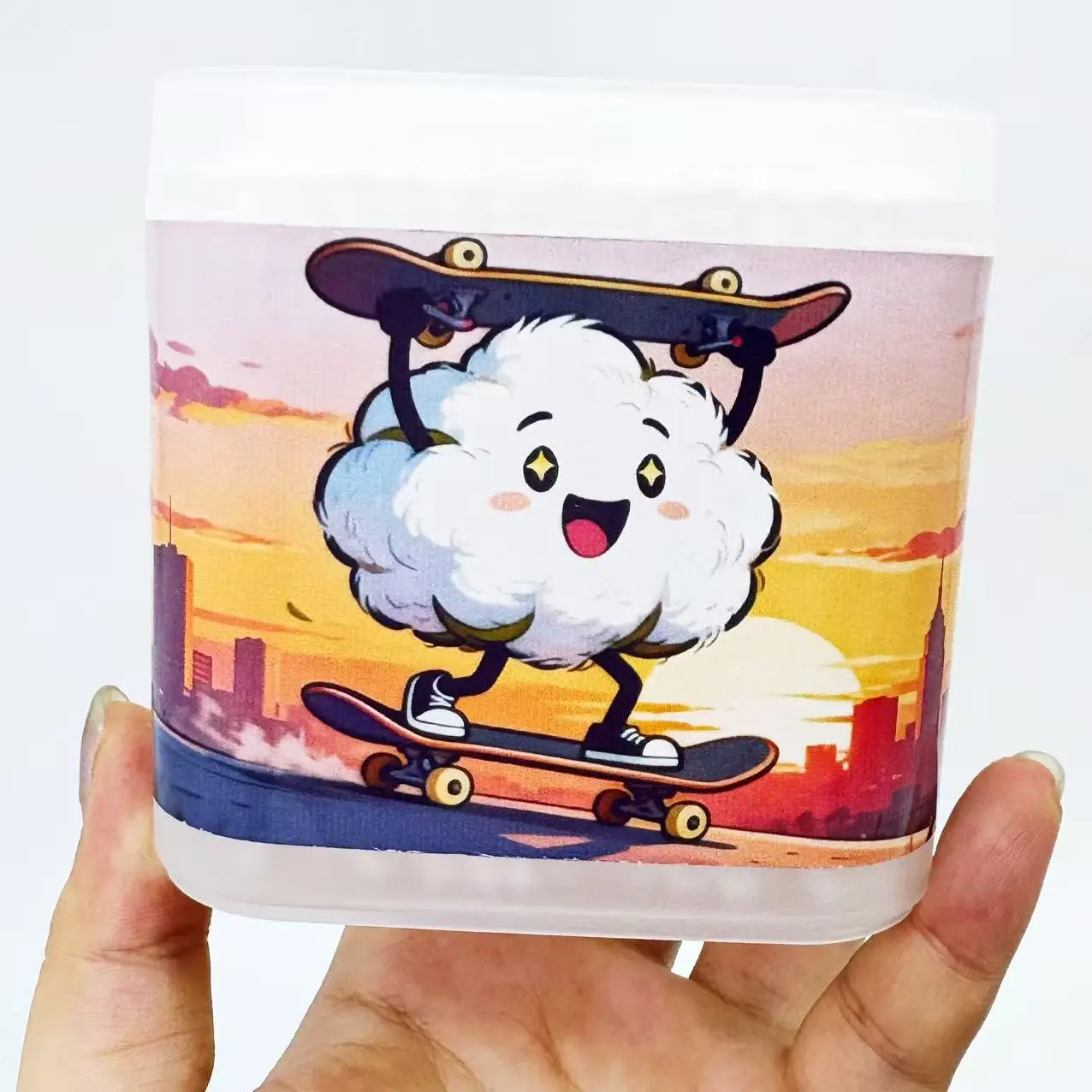 400 Stück/600 Stück doppelseitige Wattestäbchen mit Sportmotiv, Skateboard-förmige Wattestäbchen, weiße Schraubenlöffel, Wattestäbchen