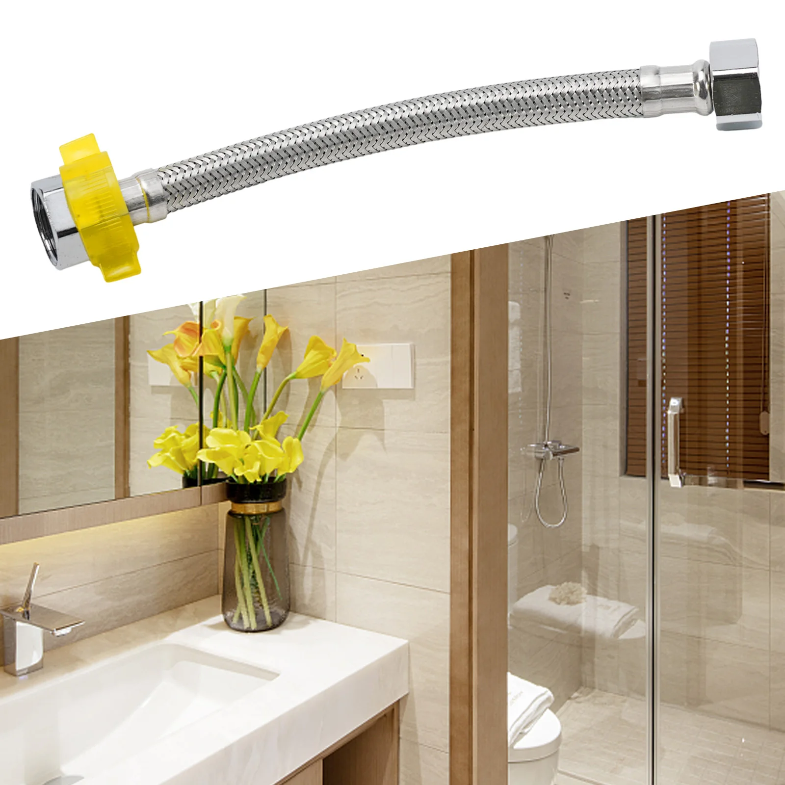 Stainless Steel Cold and Hot Water Inlet Hose Sturdy Braided Design Perfect for Toilet Water Heaters 20cm Length