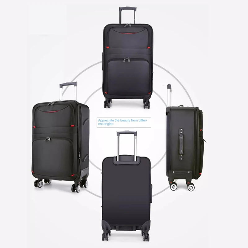 Imagem -05 - Impermeável Mala de Bagagem com Roda Spinner Destacável Durável Trolley Case Oxford Pano Senha Mala 30 Grande Capacidade 20 Preto