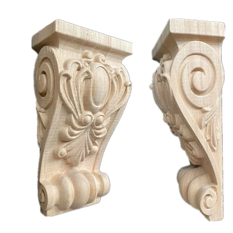 15-25cm Wooden Embossed Head Girder Exquisite Classic Carved Applique Furniture Decal Wood Color Home Decoration Accessories