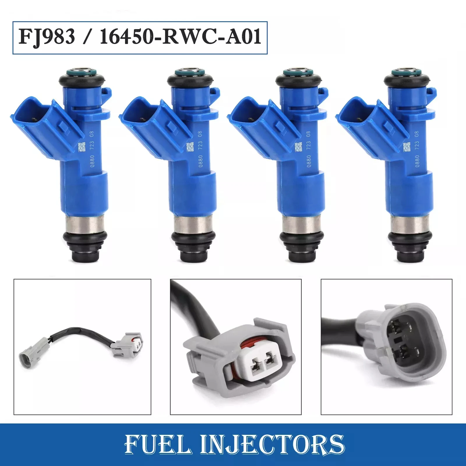 4pcs/lot Fuel Injectors 16450-RWC-A01 Add wiring harness For Acura Honda Civic RDX Integra RSX K20 K24 B16 B18
